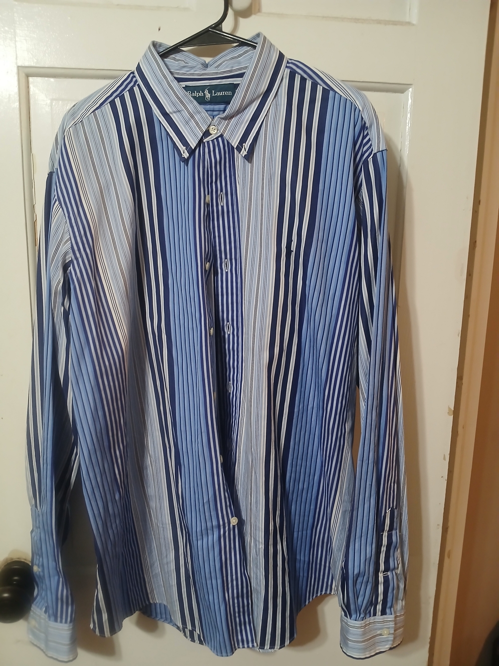 Ralph Lauren Blue and White Vertical Stripe Dress Shirt